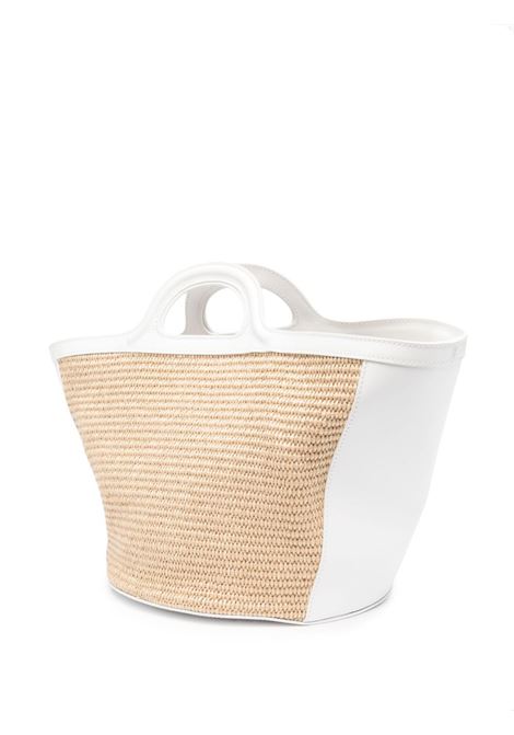MARNI Borsa Tropicalia Summer Piccola In Pelle Bianca e Rafia Naturale - MARNI Black Friday Prezzi