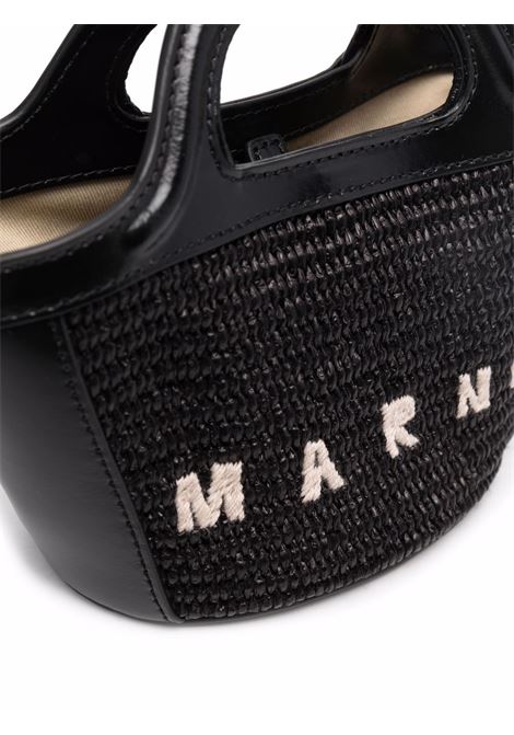 MARNI Borsa Tropicalia Summer Micro Nera In Pelle e Rafia - MARNI Vendita Calda