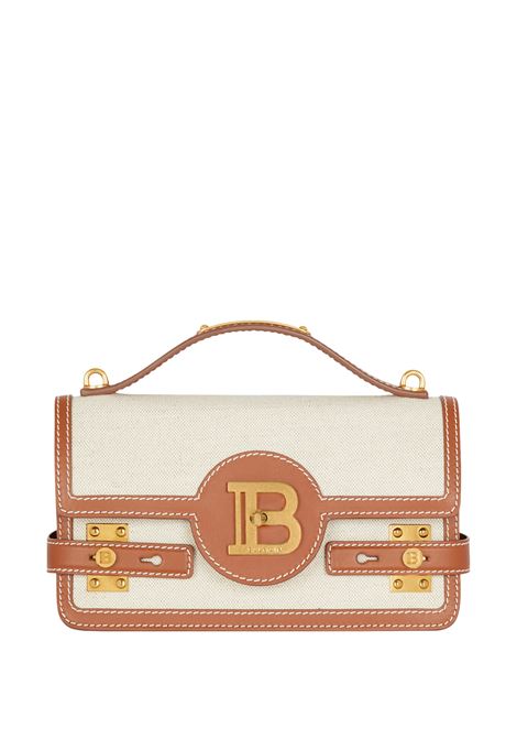 BALMAIN Borsa B-Buzz In Tela e Pelle Marrone Chiaro - BALMAIN Vendita Economica
