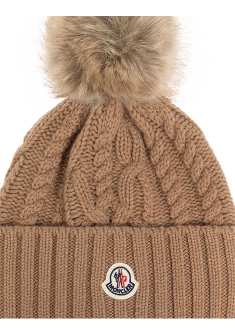 MONCLER Berretto Beige In Lana e Cashmere Con Pompon - MONCLER In Saldo