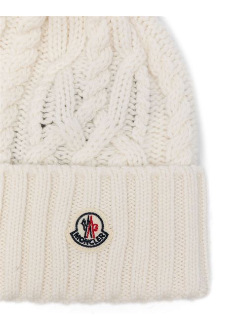 MONCLER Berretto Bianco In Lana e Cashmere Con Pompon - MONCLER Nuova