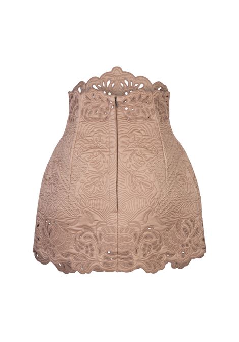 ERMANNO SCERVINO Minigonna In Satin Di Seta Rosa Con Ricami - ERMANNO SCERVINO Promozione