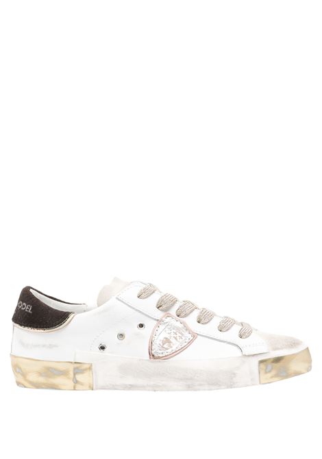 PHILIPPE MODEL Sneakers Prsx Bianche Oro e Marroni - PHILIPPE MODEL Presa