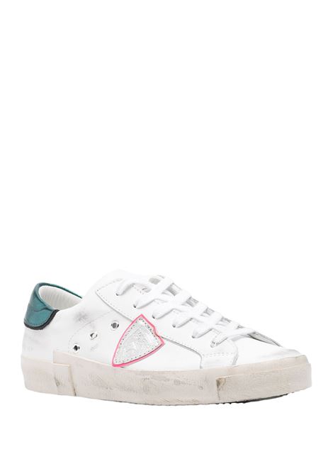 PHILIPPE MODEL Sneakers Prsx Bianche e Petrolio - PHILIPPE MODEL Sconto