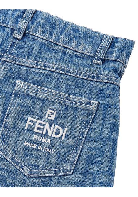 FENDI KIDS Shorts In Denim FF Blu Medio - FENDI KIDS Outlet
