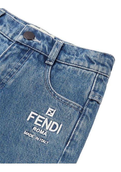 FENDI KIDS Jeans Blu Medio Con Ricamo Logo - FENDI KIDS Saldi