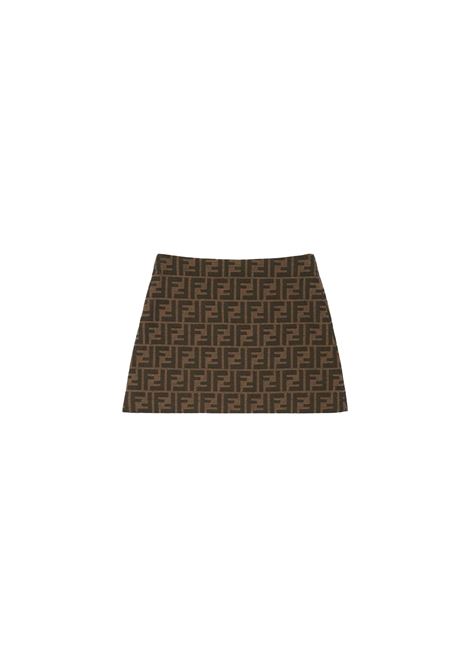 FENDI KIDS Gonna Marrone Con Logo e Motivo FF - FENDI KIDS Vendita Calda
