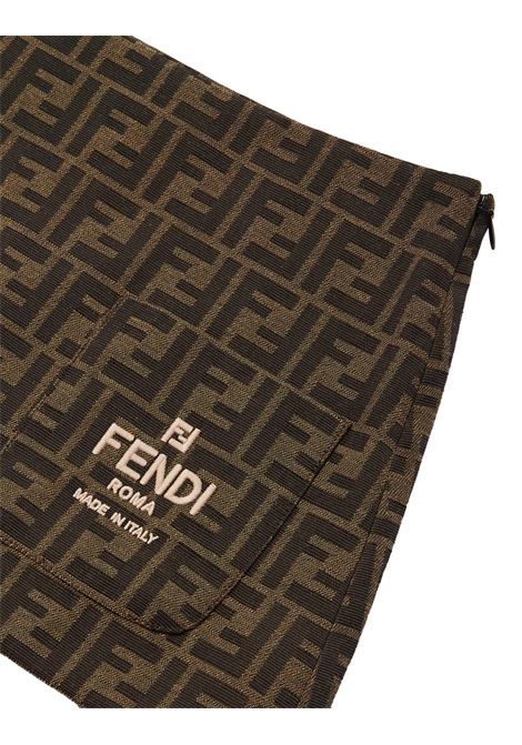 FENDI KIDS Gonna Marrone Con Logo e Motivo FF - FENDI KIDS Vendita Calda