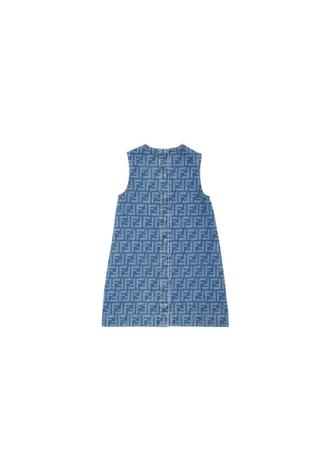 FENDI KIDS Abito Smnaicato In Denim FF Blu Medio - FENDI KIDS I Più Venduti