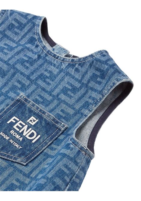 FENDI KIDS Abito Smnaicato In Denim FF Blu Medio - FENDI KIDS I Più Venduti