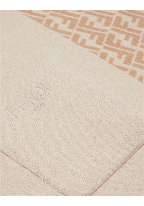 FENDI KIDS Sciarpa Reversibile Beige Con Logo FF - FENDI KIDS Italia