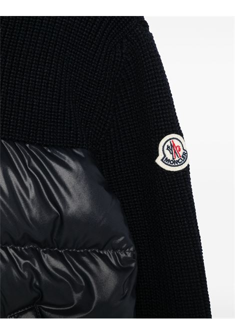 MONCLER ENFANT Cardigan Imbottito In Maglia Blu Con Zip e Cappuccio - MONCLER ENFANT Promozione