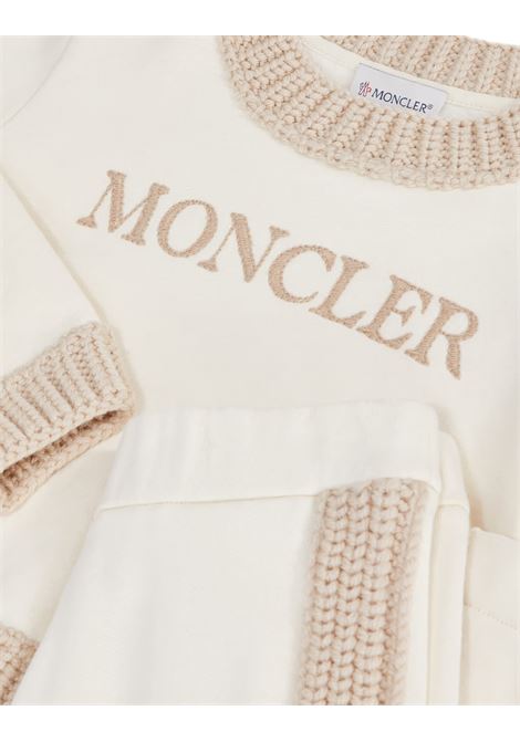 MONCLER ENFANT Set Sportivo Bianco Con Logo e Orli In Maglia - MONCLER ENFANT Spedizione Gratuita