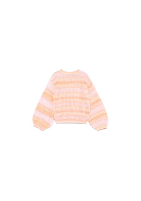 STELLA MCCARTNEY KIDS Pullover in Maglia Rosa Pesca a Righe Arcobaleno - STELLA MCCARTNEY KIDS Qualità Garantita