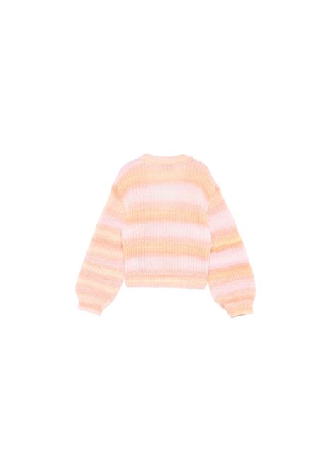 STELLA MCCARTNEY KIDS Cardigan in Maglia Rosa Pesca a Righe Arcobaleno - STELLA MCCARTNEY KIDS Negozi Online