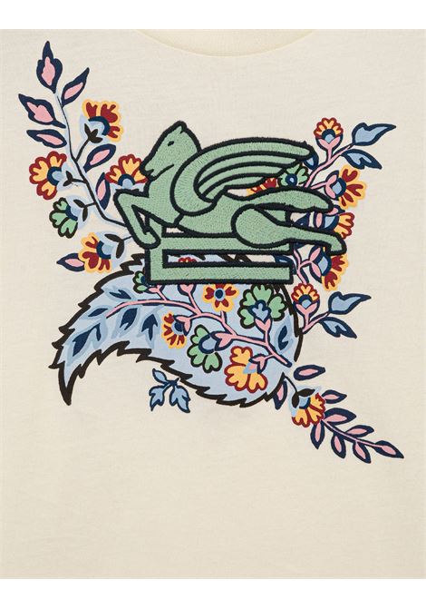 ETRO KIDS T-Shirt Avorio Con Logo e Stampa Paisley Floreale - ETRO KIDS Sottocosto