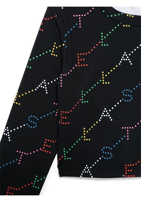 STELLA MCCARTNEY KIDS T-Shirt Nera Con Logo Multicolore All-Over - STELLA MCCARTNEY KIDS Vendita Calda