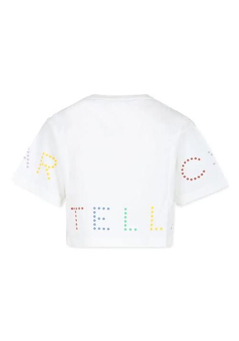 STELLA MCCARTNEY KIDS T-Shirt Cropped Bianca Con Logo Multicolore - STELLA MCCARTNEY KIDS Saldi Di Fabbrica