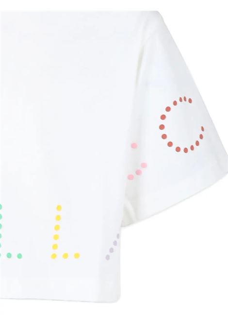 STELLA MCCARTNEY KIDS T-Shirt Cropped Bianca Con Logo Multicolore - STELLA MCCARTNEY KIDS Saldi Di Fabbrica