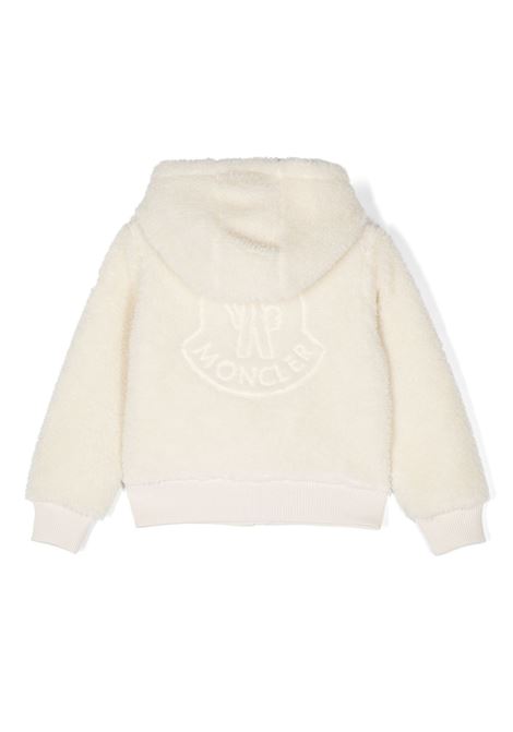 MONCLER ENFANT Felpa In Teddy Bianco Con Logo e Cappuccio - MONCLER ENFANT In Saldo
