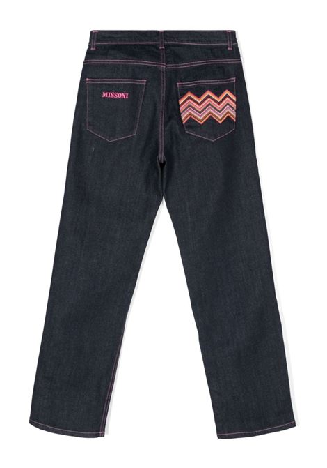 MISSONI KIDS Jeans Blu Scuro Con Logo e Motivo Zigzag - MISSONI KIDS Nuovo