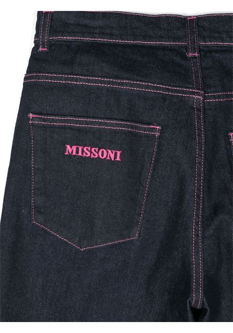 MISSONI KIDS Jeans Blu Scuro Con Logo e Motivo Zigzag - MISSONI KIDS Nuovo
