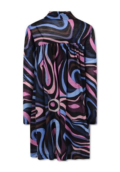 EMILIO PUCCI JUNIOR Abito Svasato In Lana Con Stampa Onde - EMILIO PUCCI JUNIOR Presa