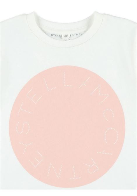 STELLA MCCARTNEY KIDS T-Shirt Bianca Con Logo Circolare Rosa - STELLA MCCARTNEY KIDS Economico