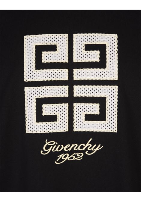 GIVENCHY T-Shirt In Rete Nera Con Logo 4G e Firma GIVENCHY 1952 - GIVENCHY Nuova