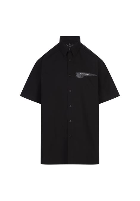 GIVENCHY Camicia Nera Con Stampa Logo Con Ali - GIVENCHY Moda