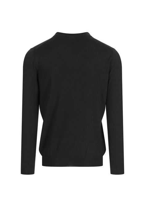 KITON Pullover Scollo a V In Seta e Cashmere Antracite - KITON Italy