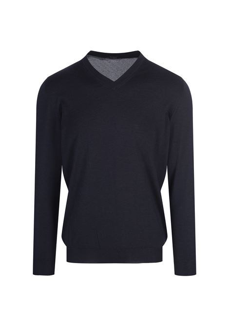 KITON Pullover Scollo a V In Seta e Cashmere Blu - KITON 2025