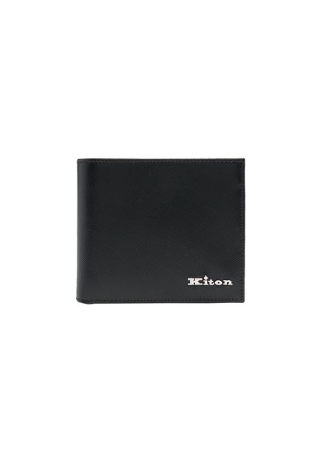 KITON Portafoglio Bi-Fold Nero Con Logo Argentato - KITON In Linea