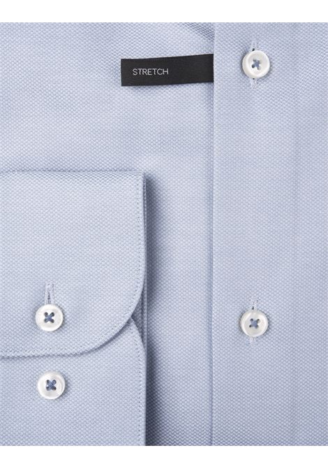 BOSS Camicia Hank Slim Fit In Tessuto Armaturato Di Cotone Stretch Azzurro - BOSS Offerte giornaliere