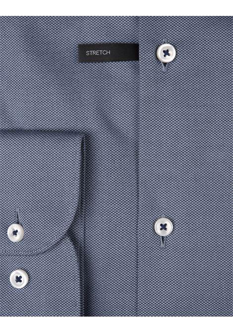 BOSS Camicia Hank Slim Fit In Tessuto Armaturato Di Cotone Stretch Grigio - BOSS Qualità Garantita