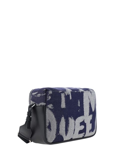 ALEXANDER MCQUEEN Borsa a Tracolla In Denim McQueen Graffiti Indaco - ALEXANDER MCQUEEN Acquista Ora