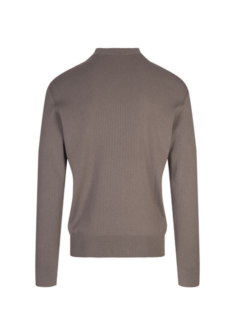 BOSS Maglione Regular Fit In Seta e Cotone Taupe - BOSS Outlet