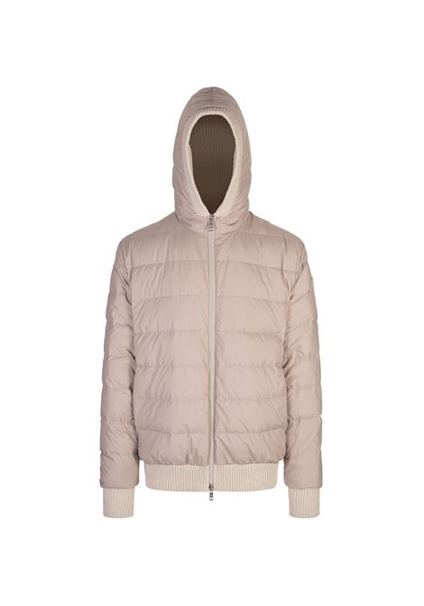 MONCLER Felpa Reversibile Con Zip e Cappuccio In Misto Lana Beige Chiaro - MONCLER Vendite Flash