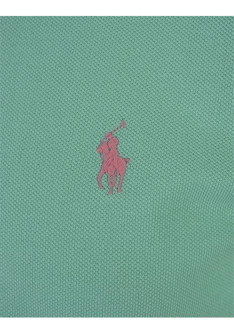 RALPH LAUREN Polo in Piquet Slim-Fit Verde Tramonto e Rosa - RALPH LAUREN Moda