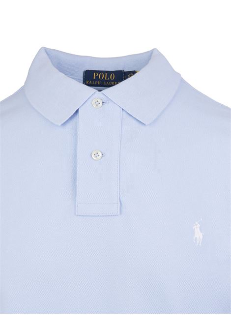 RALPH LAUREN Polo in Piquet Slim-Fit Azzurro Cielo e Bianca - RALPH LAUREN 2025