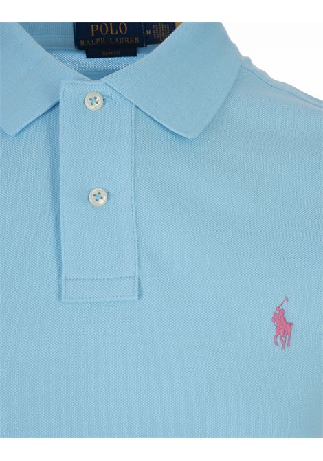 RALPH LAUREN Polo in Piquet Slim-Fit Turchese e Rosa - RALPH LAUREN In Linea