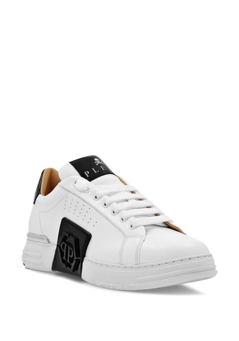 PHILIPP PLEIN Low-Top Leather Sneakers Phantom Kick$ Bianche - PHILIPP PLEIN Pezzi Unici