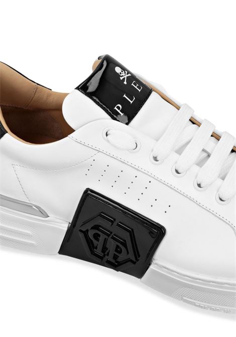 PHILIPP PLEIN Low-Top Leather Sneakers Phantom Kick$ Bianche - PHILIPP PLEIN Pezzi Unici