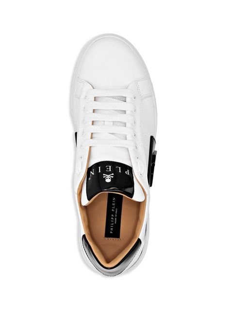 PHILIPP PLEIN Low-Top Leather Sneakers Phantom Kick$ Bianche - PHILIPP PLEIN Pezzi Unici