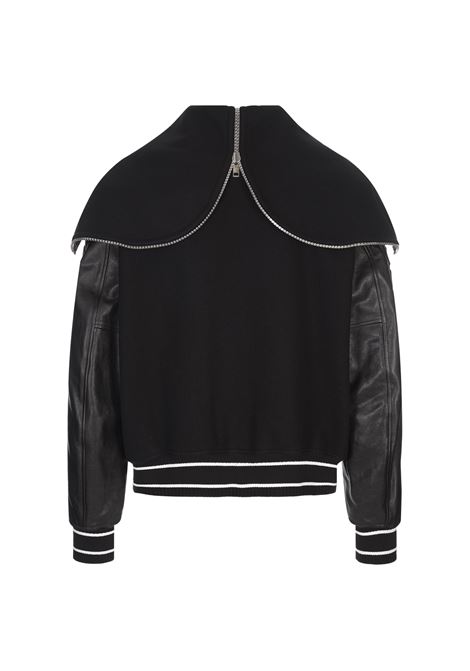 GIVENCHY Bomber Nero In Lana e Pelle Con Cappuccio - GIVENCHY Sconto