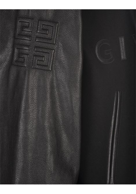 GIVENCHY Bomber Nero In Lana e Pelle Con Cappuccio - GIVENCHY Sconto
