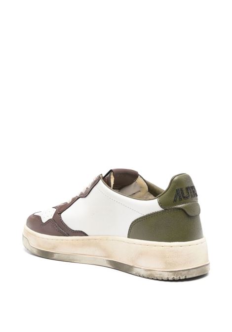 AUTRY Sneakers Medalist Low Super Vintage In Pelle Bianca Verde e Marrone - AUTRY Sconto