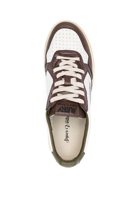 AUTRY Sneakers Medalist Low Super Vintage In Pelle Bianca Verde e Marrone - AUTRY Sconto