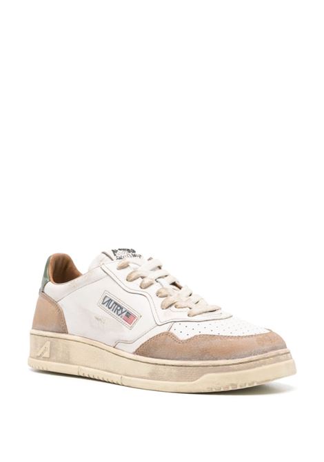 AUTRY Sneakers Medalist Super Vintage Bianche Con Inserti In Suede Verde e Cognac - AUTRY In Vendita