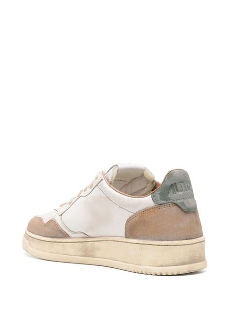 AUTRY Sneakers Medalist Super Vintage Bianche Con Inserti In Suede Verde e Cognac - AUTRY In Vendita